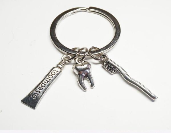 

new fashion ancient silver dentist keyring dentist diy keychain dental assistant gift dental hygienist keyring 3926442454, Slivery;golden