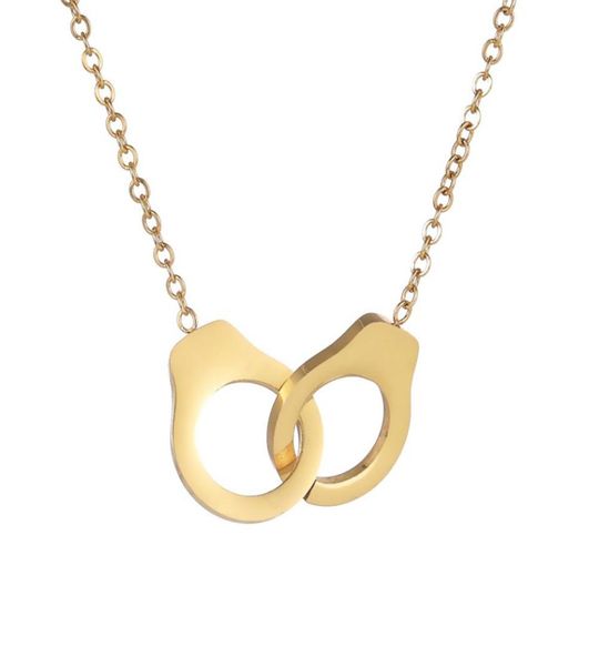

popular stainless steel geometrical hollow out pattern handcuff pendant gold and steel colour necklace jewelry5387714, Silver