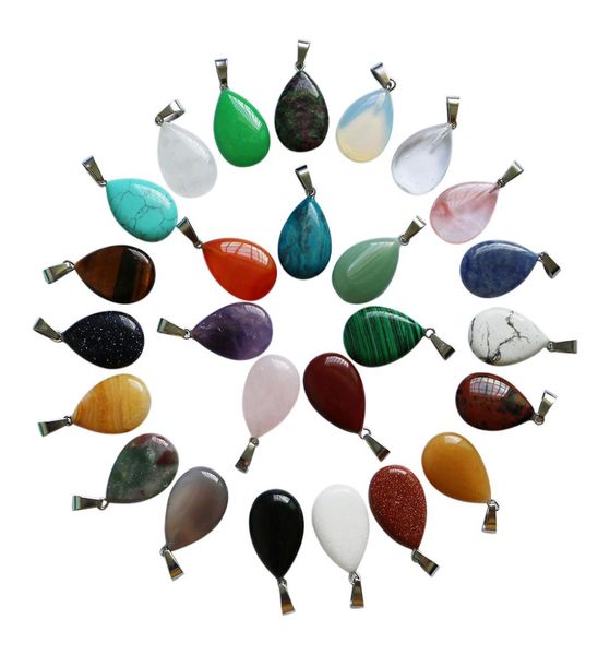 

whole fashion natural stone pearshaped flat drop chakra crystal pendants 1624mm for jewelry making necklace ladies gifts1698307, Silver