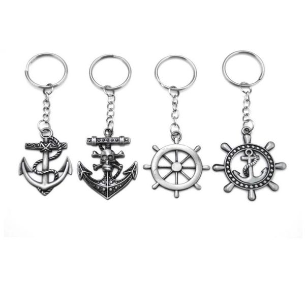 

original vintage silver anchor key chain gadgets for men trinket retro skull rudder keychain on pants male jewelry souvenirs party4541267, Slivery;golden