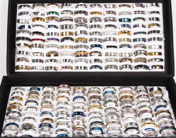 

whole 200pcs mix lot men women fashion stainless steel rings wedding band finger ring trendy jewelry312w2738740, Silver