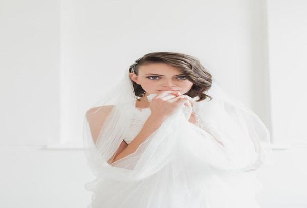 

sell one layer white ivory champagne wedding veil cut edge tulle bridal veil tulle with comb 160a6531617, Black
