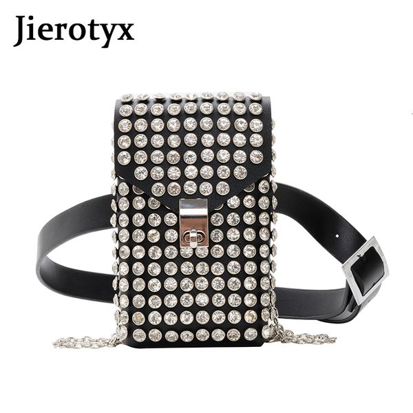 

waist bags jierotyx luxury full women phone detachable pu leather belt shoe chain crossbody shoulder bag pack 230717