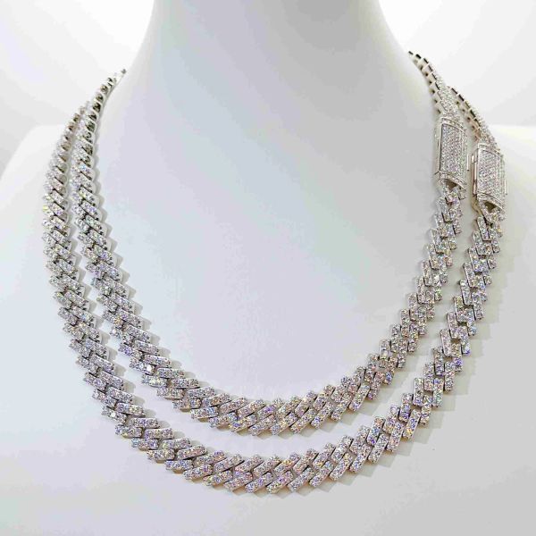 

pass diamond tester iced out vvs moissanite 925 sterling silver 10mm cuban link chain