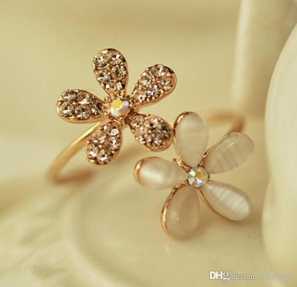 

wedding rings gold daisy rhinestone women ring01234568373511, Silver