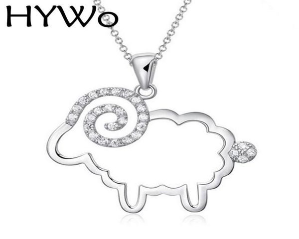 

hywo without chain mosaic sheep hollow 925 silver crystal pendant necklace hypoallergenic jewelry gift for women whole7888270