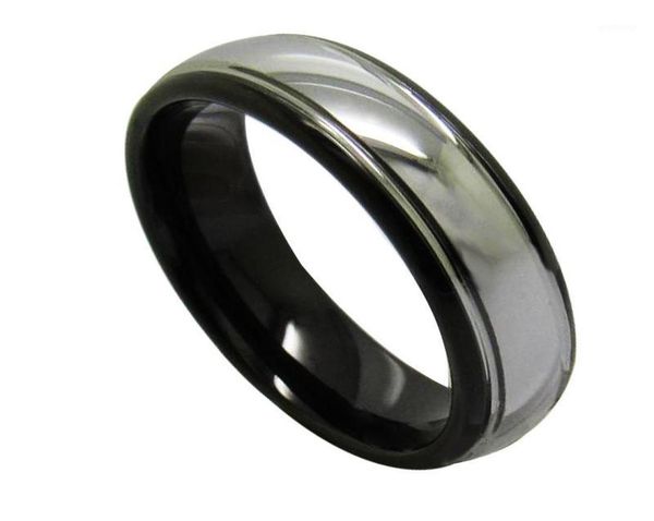 

vintage 6mm width black rings for men tungsten wedding band dome band high polished silver color outside 61318583227, Slivery;golden