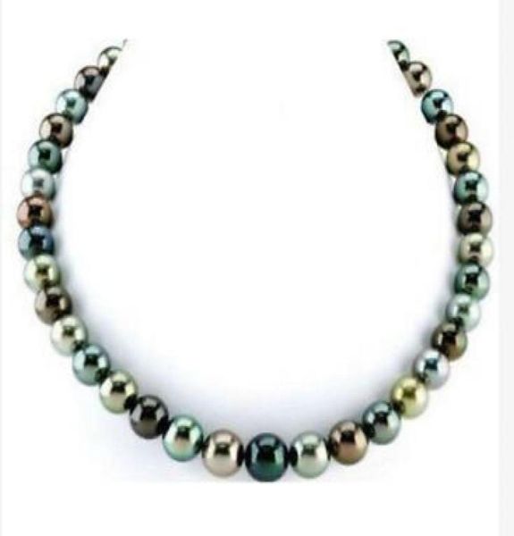 

fast fine pearls jewelry stunning round 910mm tahitian multicolor pearl necklace18quot14k2074056, Black