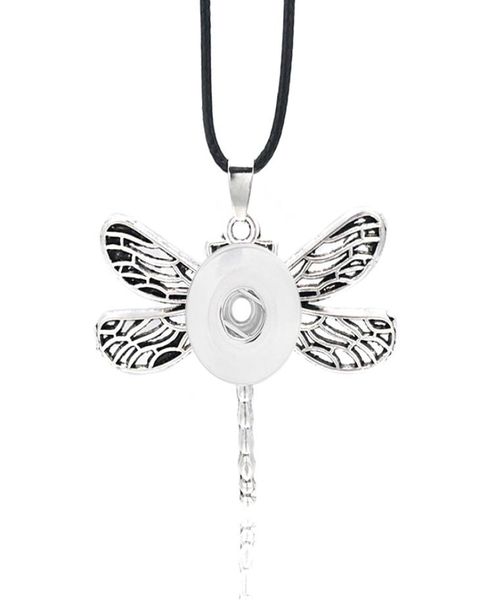

fashion interchangeable flower dragonfly ginger necklace 032 fit 12mm 18mm snap button pendant necklace charm jewelry for women gi2628387, Silver
