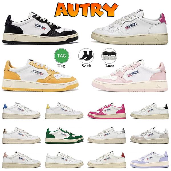 

2023 fashion autry high low action shoes casual womens high panda green autries medalist leather suede low platform sneakers two-tone golden