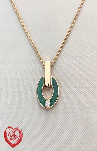 

stainless steel luxury diamond necklace gold necklace fashion charm natural malachite letter pendant diamond ladies jewelry gift f1330438, Silver