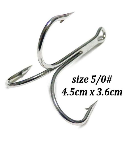 

100pcs treble hooks fishing hook 4 5 3 6cm size 5 0 high carbon steel sharp hook barbed hook pesca327u4586559