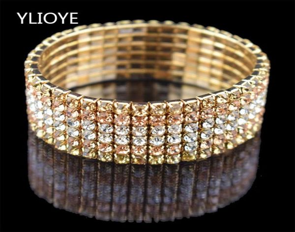 

fashion 6 row wide stretch crystal bracelets bangles 5 colors bracelets for women jewelry girl child7303785, Black