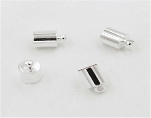 

100pcslot 4mm12mm hole silver necklace leather cord end caps tassel crimp end connector diy jewelry findings custom logo6531788