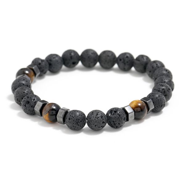 

new volcanic stone beads bracelet for men women buddha wrist chain jewelry gifts promotion stock, Black
