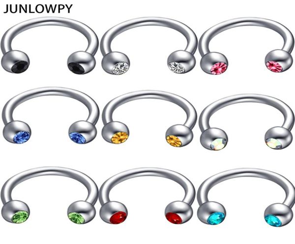 

mix 614mm silver septum gem eyebrow piercing 100pcslot with 10 color body piercing 16g nose hoop tragus ear body jewelry men5696003