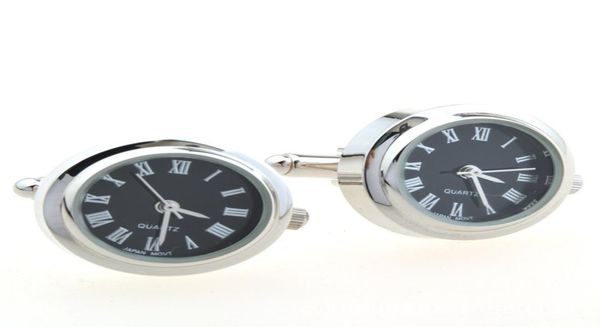 

new arrival real watch cufflinks vagula clock cuff links with battery tourbill machine core mechanical gemelos3132154, Silver