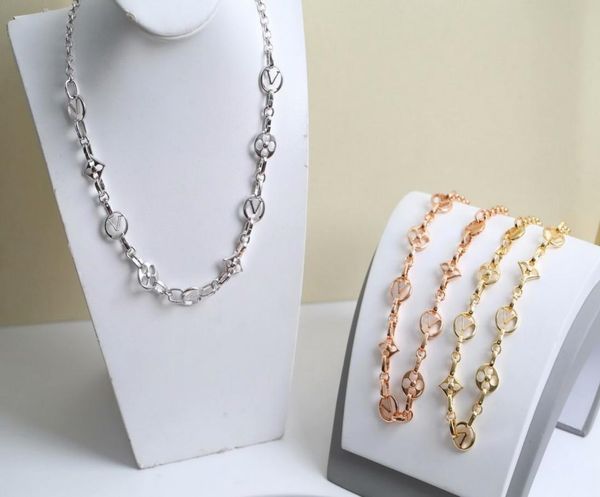 

europe america fashion style jewelry sets lady women hollow out initials crazy in lock necklace bracelet sets m69621 m695833426012, Silver