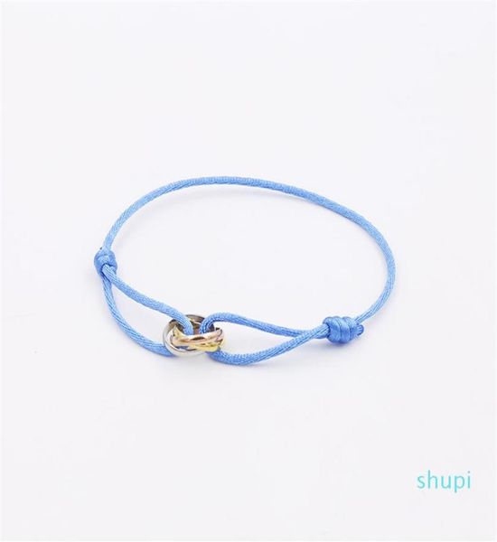 

316l stainless steel trinity ring string bracelet three rings hand strap couple bracelets for women and men fashion jewwelry famou8420549, Golden;silver