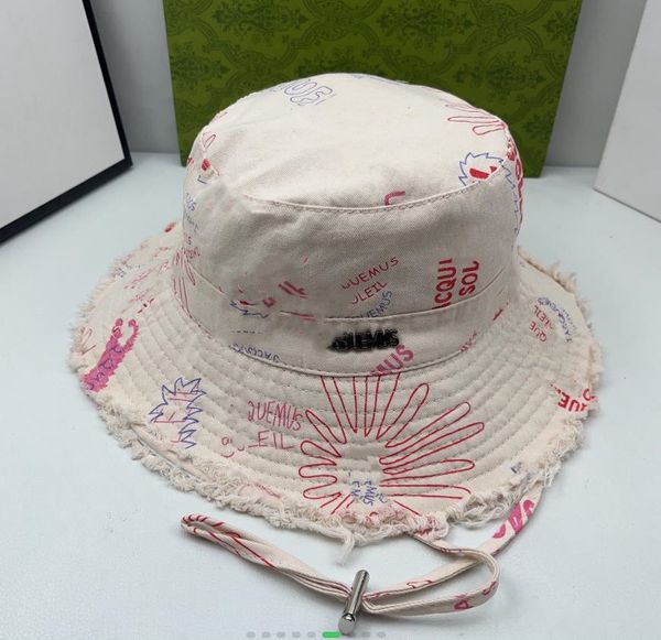 

summer graffiti washed big-brimmed fisherman's hat holiday raw edge sling sunshade hat, Blue;gray