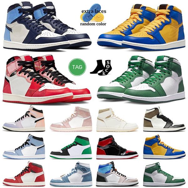 

famous jumpman 1s basketball shoes high og 1 next chapter lucky green reverse laney cactus jack taxi yellow toe origin story pine green wash