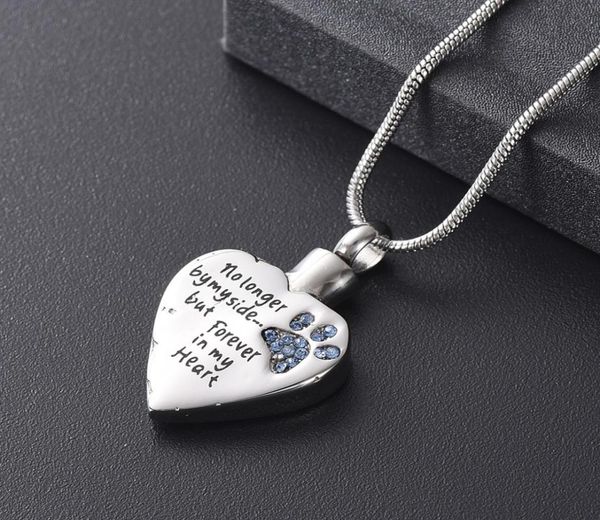

lkj9981 carvedquot no long by my side but forever in my heart cremation necklace hold ashes for pet memorial urn jewelry pendan3870958, Silver