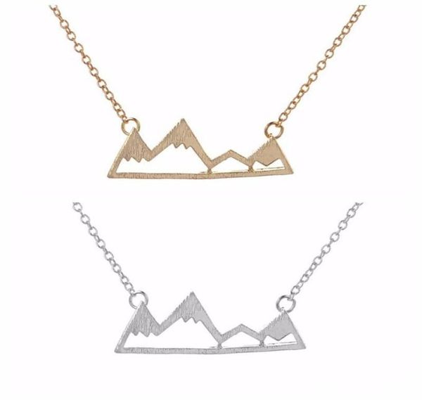 

fashionable mountain peaks pendant necklace geometric landscape character necklaces electroplating silver plated necklaces gift fo7268288