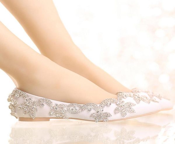 

white satin diamond wedding shoes flat heel women rhinestone bride shoes handmade fashion comfortable formal dress shoes9851261, Black