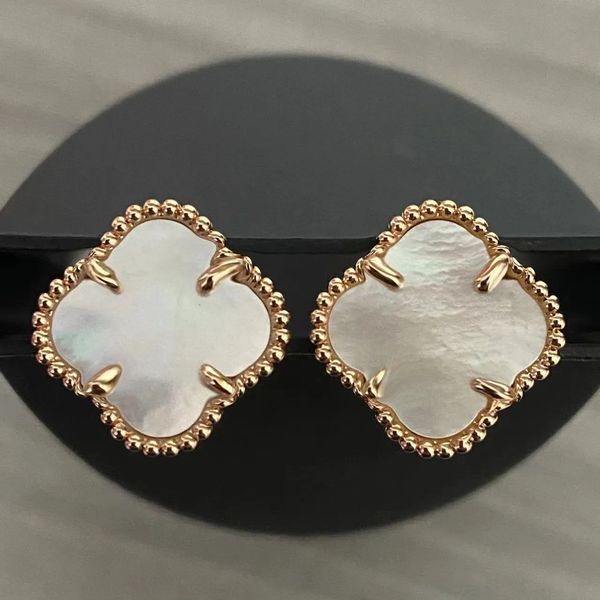 

fashion four leaf clover stud earrings designers earrings 18k gold plated agate gifts for girlfriends on valentine's day, Golden;silver