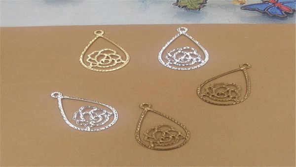 

boyute 100pcs 3 colors 1811mm waterdrop flower charm whole brass material diy floating charms4365949, Bronze;silver