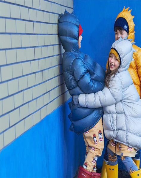 

90 duck down coat kukukid kid boys girls dinosaur down coat children fashion brand warm portable long coats lj2012033017458, Blue;gray