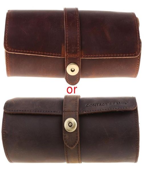 

watch boxes cases 3 slots genuine leather roll travel case portable vintage horse display storage box organizers4693276, Black;blue