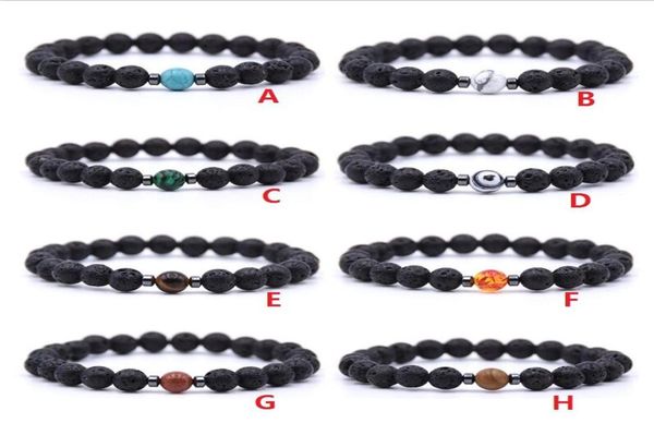 

hematite natural black lava stone beads strand elastic bracelet essential oil diffuser bracelets volcanic rock beaded hand strings6039886