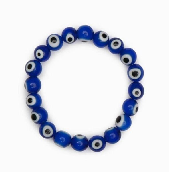

20pcslot glass blue evil eye beaded bracelet women men elastic thread stretch greek eye jewelry5399934, Golden;silver