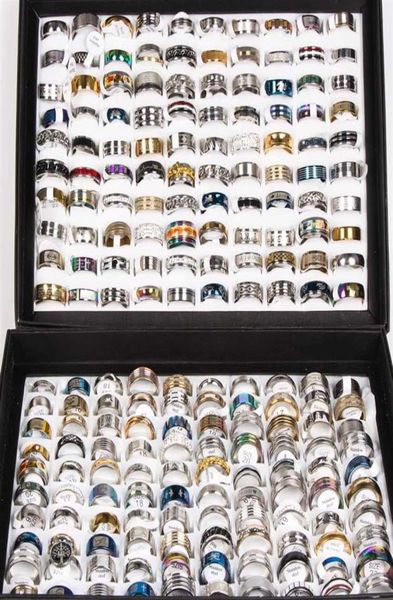

whole 200pcs mix lot men women fashion stainless steel rings wedding band finger ring trendy jewelry312w4761865, Silver