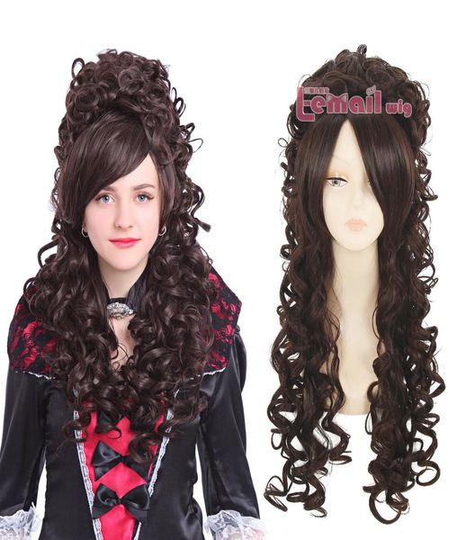 

gtgtgt baroque brown renaissance long wave curly cosplay wig6678832, Black;brown