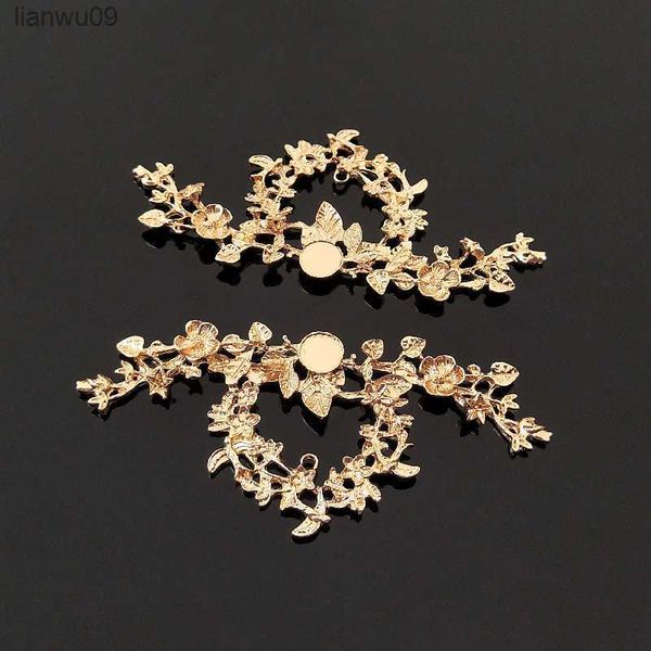 

10 pcs metal alloy kc gold plated plant flowers headdress accessories for diy jewelry making l230704, White;golden