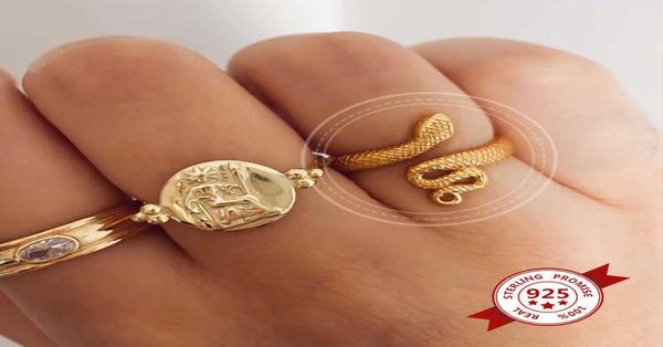 

high-quality 925 sterling silver open shaped rings for women gold silver color party anniversary fine jewelry adjustable x07155655389, Slivery;golden