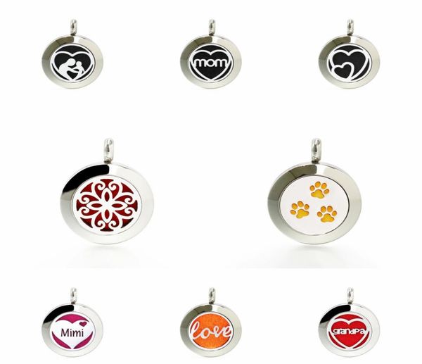 

20mm flower paws stainless steel diffuser necklace pendant essential oil aromatherapy perfume locket women jewelry with 10pc8056137, Silver