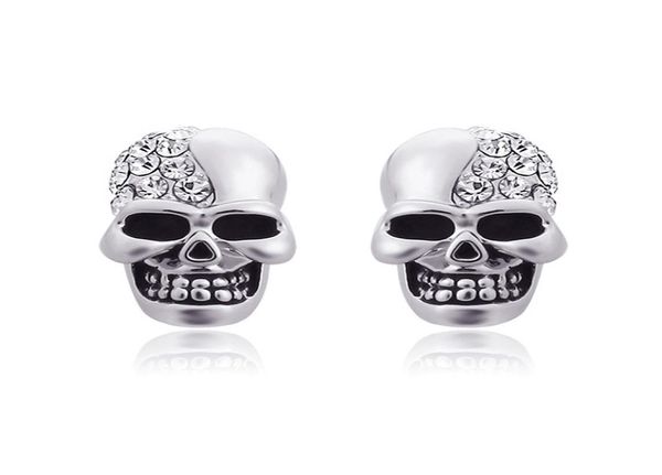 

halloween earrings ear nails jewelry retro smooth skull full of diamond earring personality earrings men and women 1364133, Golden;silver