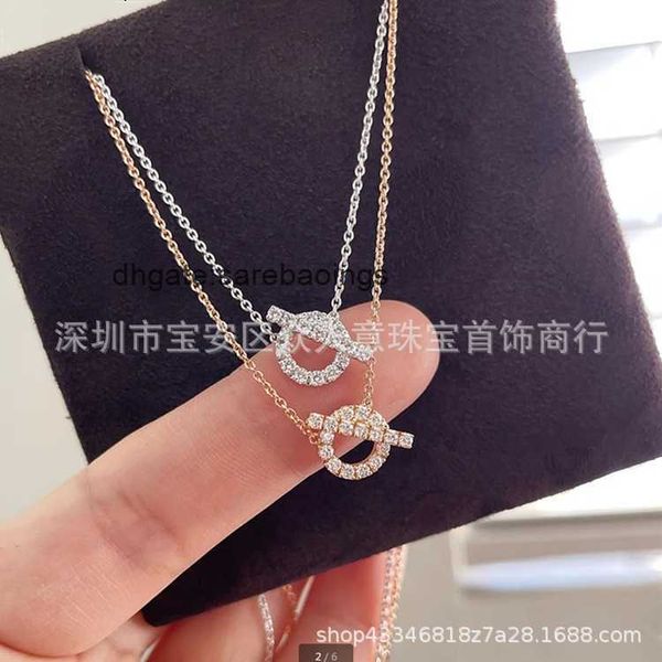 

aher mas designer luxury nacklace h family high edition small necklace silver plated 18k gold full diamond pig nose pendant fashion collar c