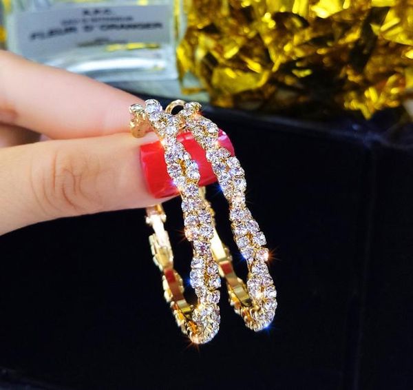 

silver highend feeling water drill twining cring earrings fashionable net red temperament european and american personality exag4028979, Golden;silver