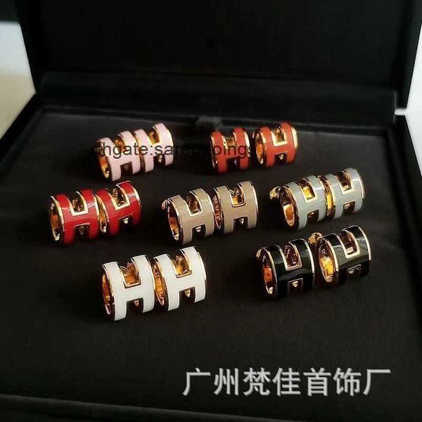 

aher mas luxury designer earring h letter earrings silver plated 18k gold enamel h letter earrings female ornaments a9dm, Golden