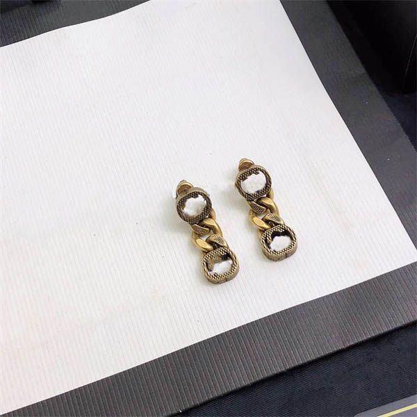 

retro stud ggity designer charm earrings interlocking letter g eardrop women simple style party earring with box 7755, Golden;silver