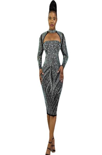 

casual dresses luxury glitter rhine party nightclub for women 2021 hollow out long sleeve bodycon mini dress elegant ves7786429, Black;gray
