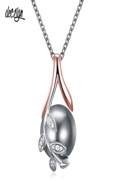 

deczign drop charms pendants rose gold plate pave grey pearl cubic zircon crystal jewelry pendant necklace for women wp62974717, Silver