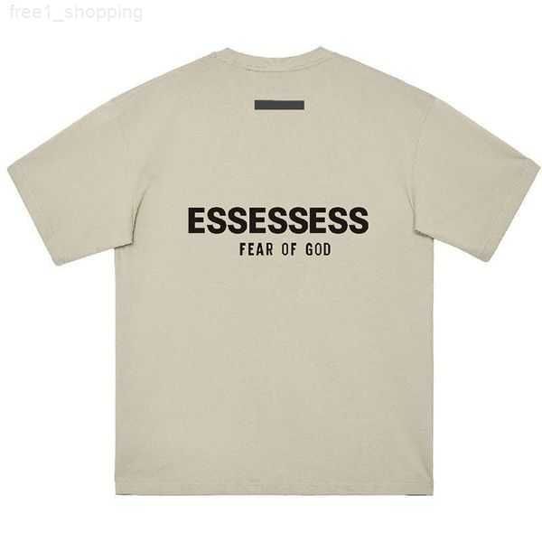 

designer brand mens t shirt essent glued letter pattern short sleeve leisure loose womens essentail t-shirt high street couple essentiel clo, White;black