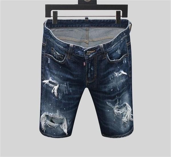 

summer style dsq brand italy jeans mens slim short men denim trousers zipper stripe hole blue shorts for men 2107163586582