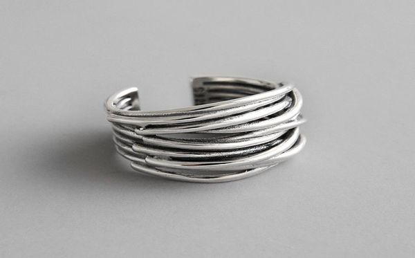 

authentic 925 sterling silver multilayer wrap open rings for women new vintage female adjustable statement ring1598260