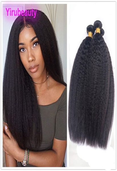 

9a malaysian virgin hair kinky straight 4 bundles malaysian coarse yaki straight hair 100 malaysian kinky straight human hair ext5955304, Black;brown